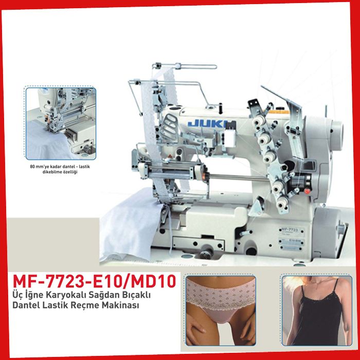 Mf-7723-E10-Md10 Juki Sağdan Bıçaklı Dantel Lastik Reçme