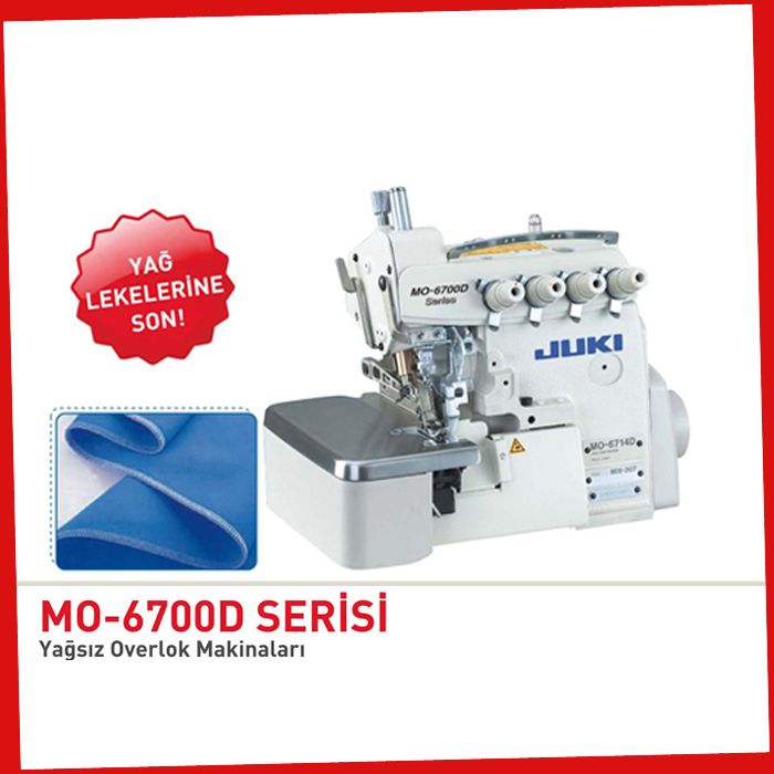 Mo-6714D-Be6-44H Juki 4 İp Havalı İp Kesmeli Yağsız Overlok